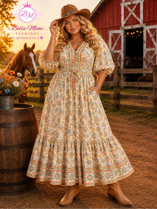 LEA Dresses & Skirts - NWT LEA Floral Maxi Dress in Cream and Orange Blue 3X BRB SL 6
🌻🍃🌻🍃🌻